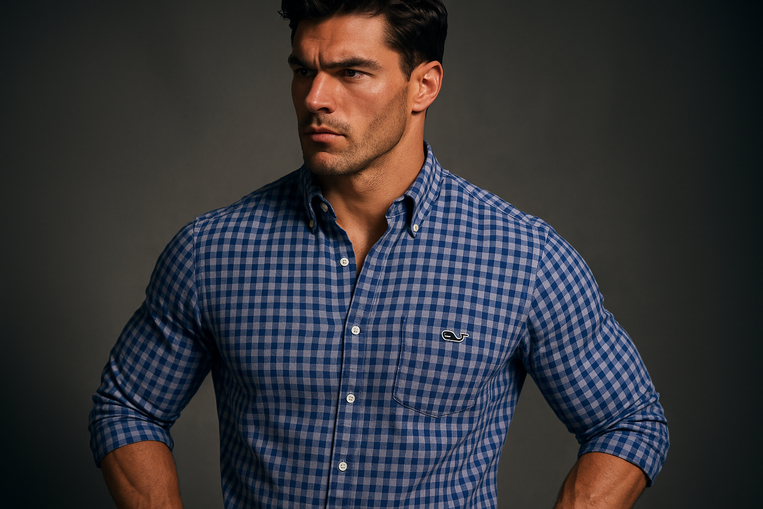 Camisa Vineyard Vines - Modelo atlético retrato con patrón igual a imagen 5