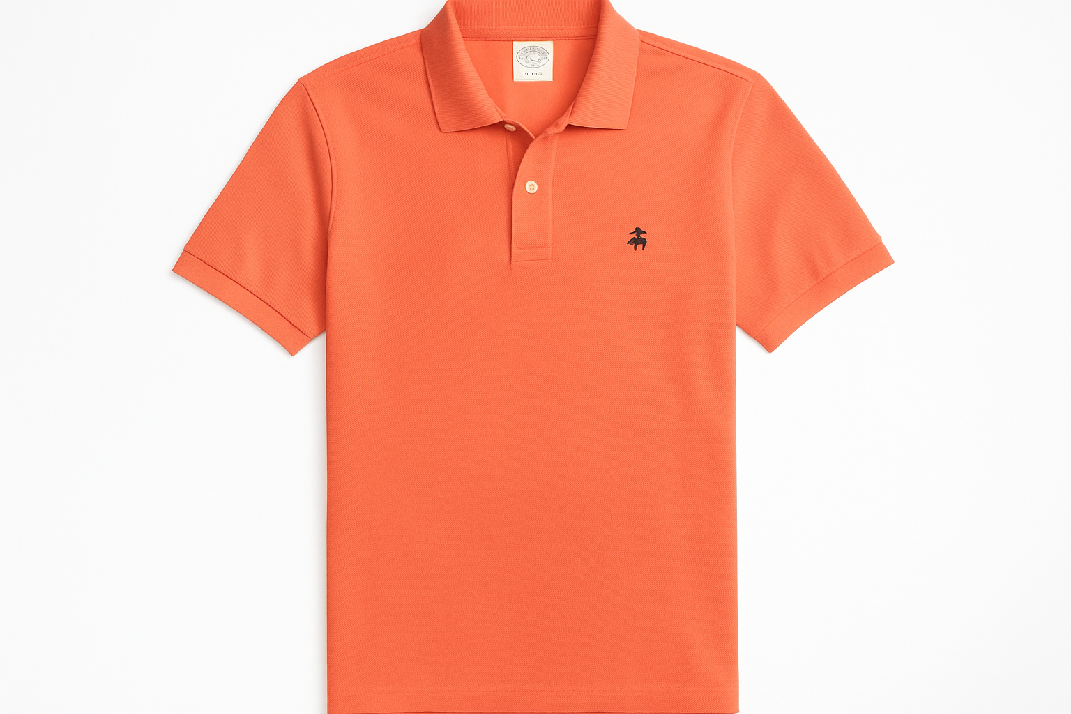 Camiseta polo Brooks Brothers color #e67658 con oveja azul navy y lazo blanco vista frontal