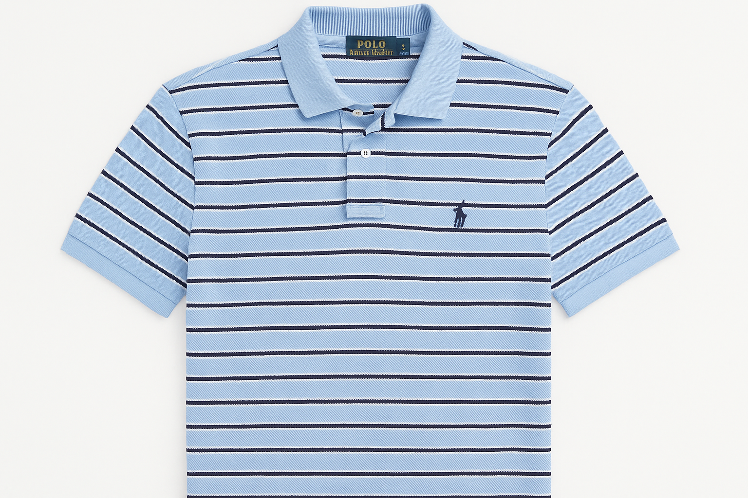 Camiseta Polo Ralph Lauren celeste con líneas muy pegadas