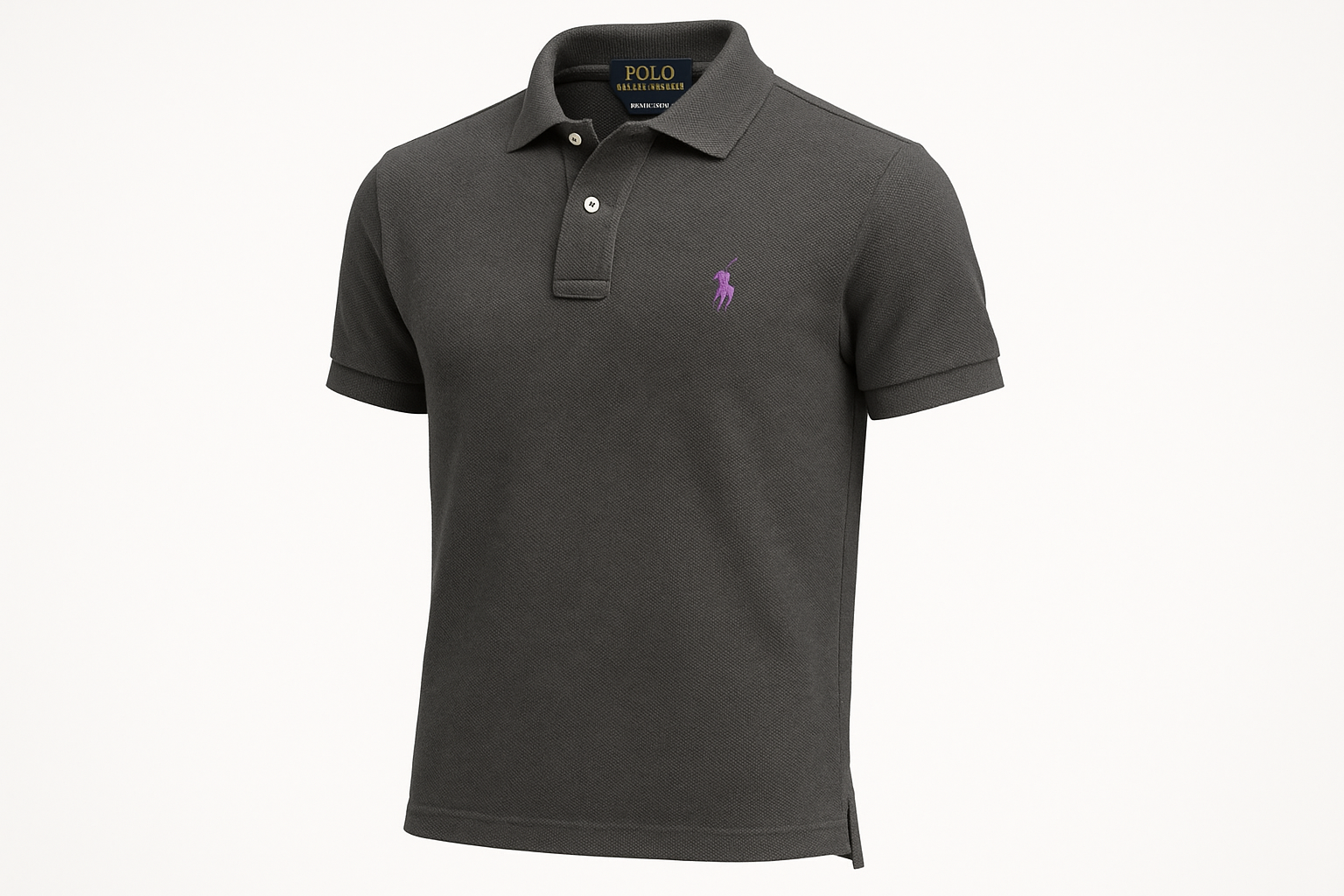 Camiseta Polo Ralph Lauren Custom Fit gris oscuro - Vista tres cuartos