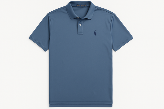 Camiseta polo Ralph Lauren dry fit celeste oscuro vista frontal