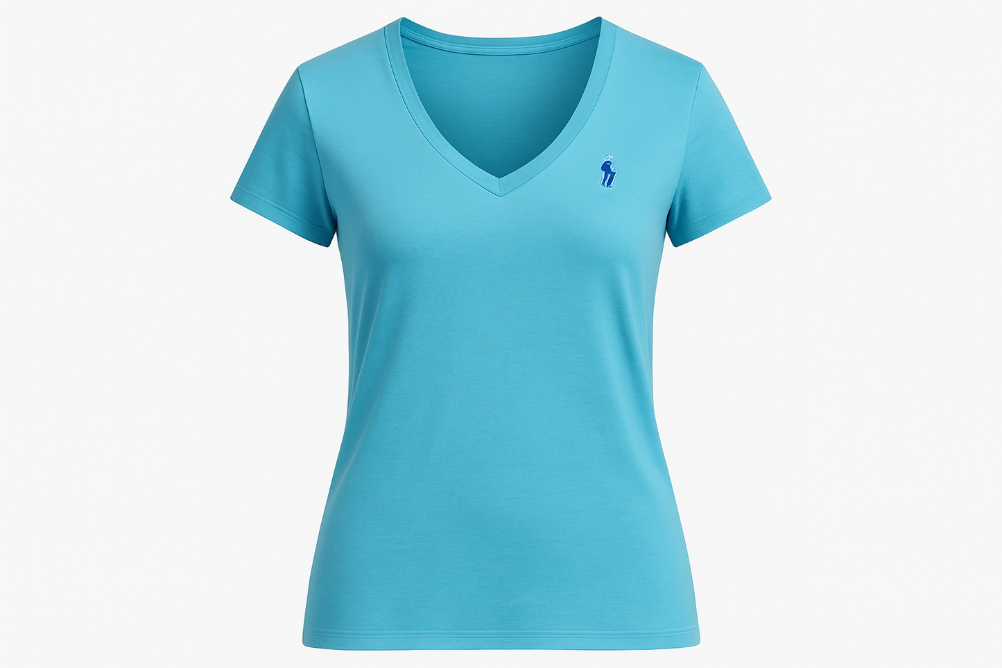 Camiseta turquesa cuello V mujer ghost mannequin