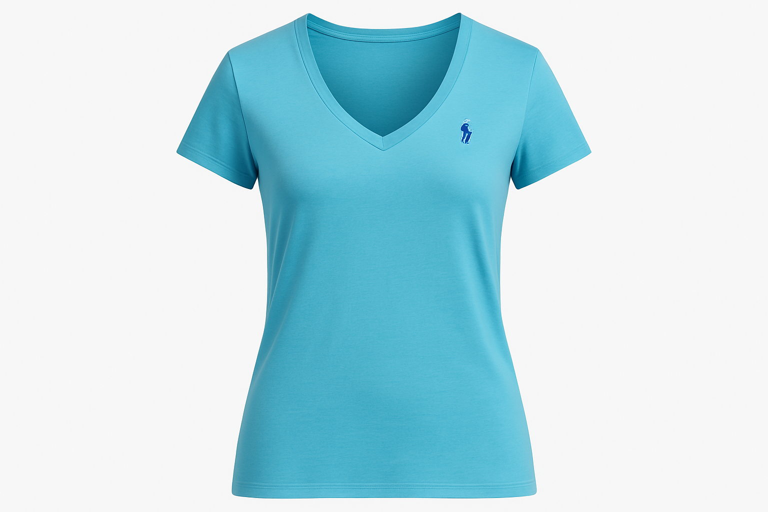Camiseta turquesa cuello V mujer ghost mannequin