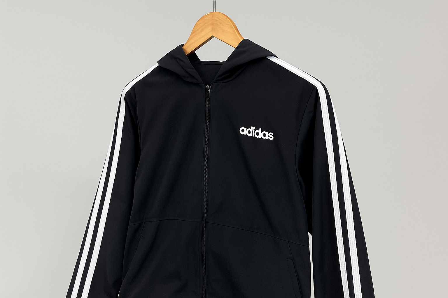 Chaqueta Adidas negra - Colgada en percha