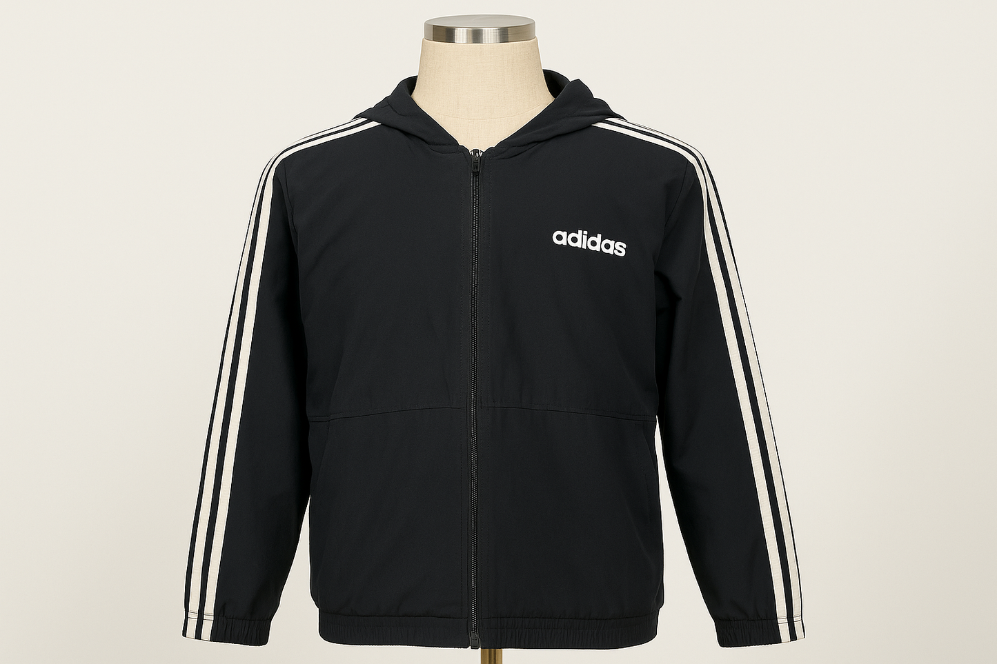 Chaqueta Adidas negra - En maniquí mostrando el ajuste
