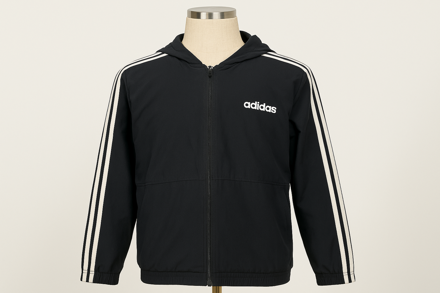 Chaqueta Adidas negra - En maniquí mostrando el ajuste