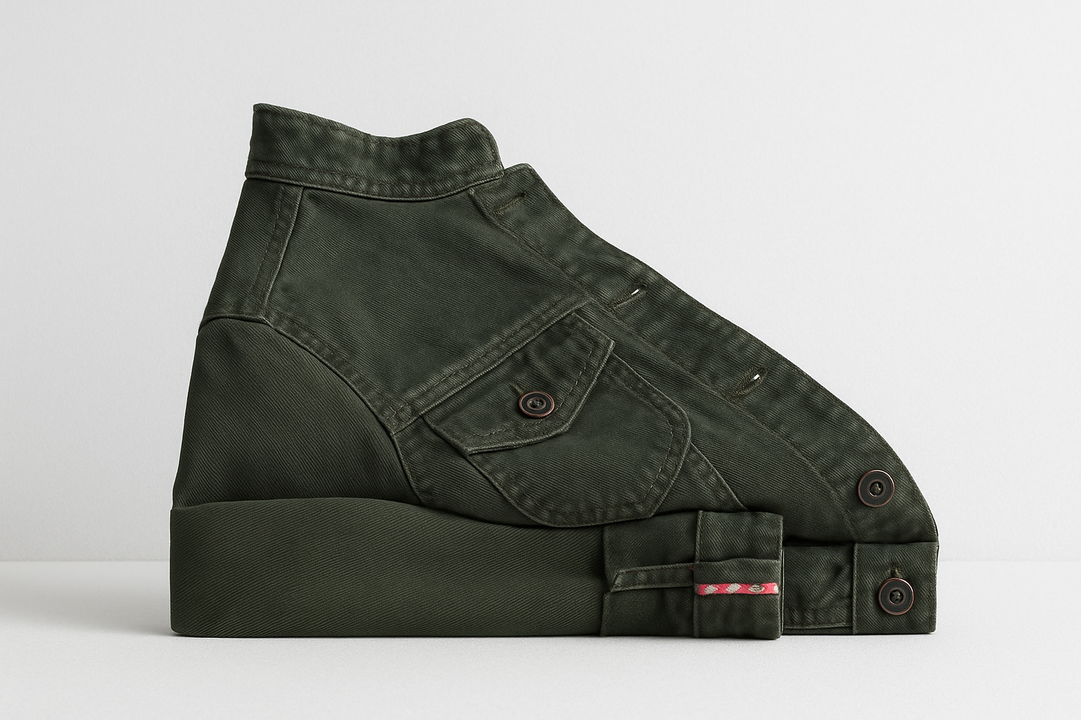 Chaqueta verde militar para mujer doblada vista lateral