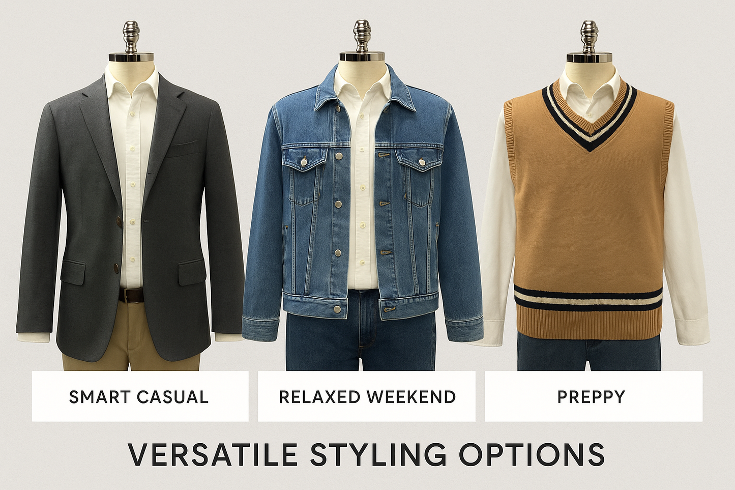 Collage 3 - Estilos versátiles: smart casual, relajado y preppy