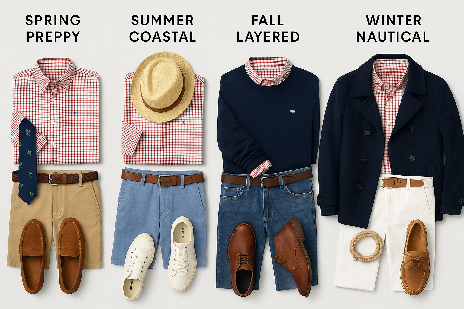 Collage de looks costeros estacionales