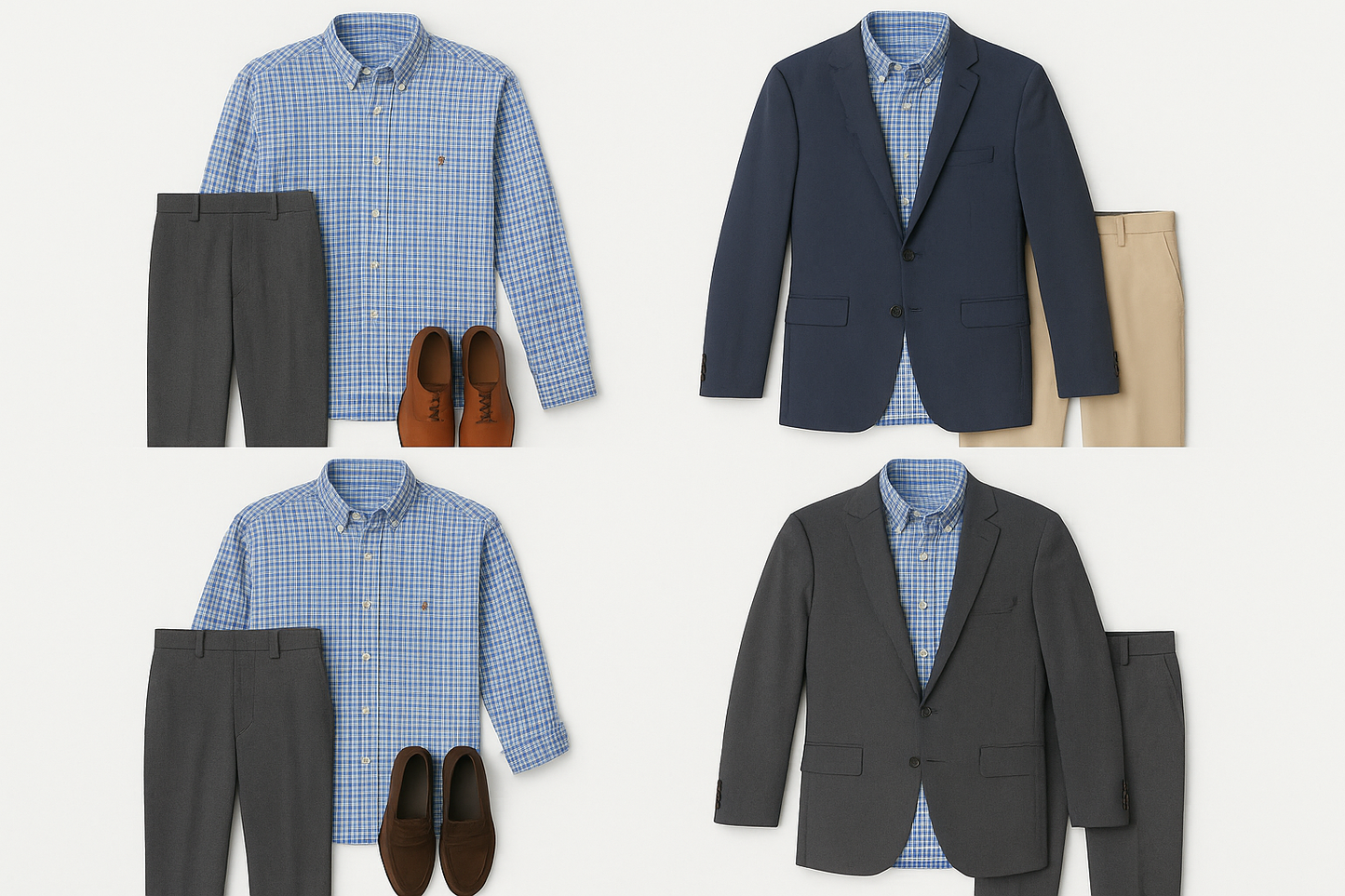 Collage de looks smart casual elegantes