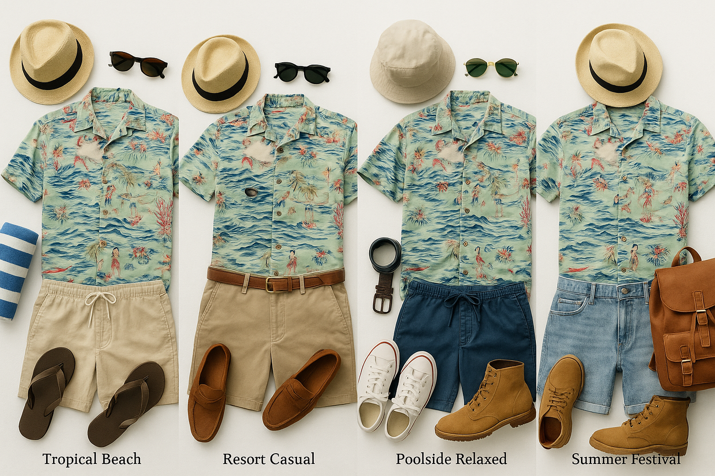 Collage de looks vacacionales