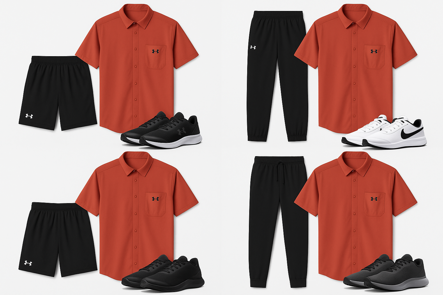 Collage de outfits deportivos completos