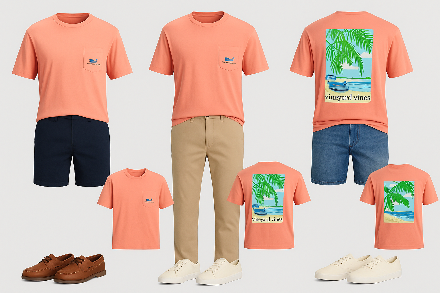 Collage de outfits preppy completos