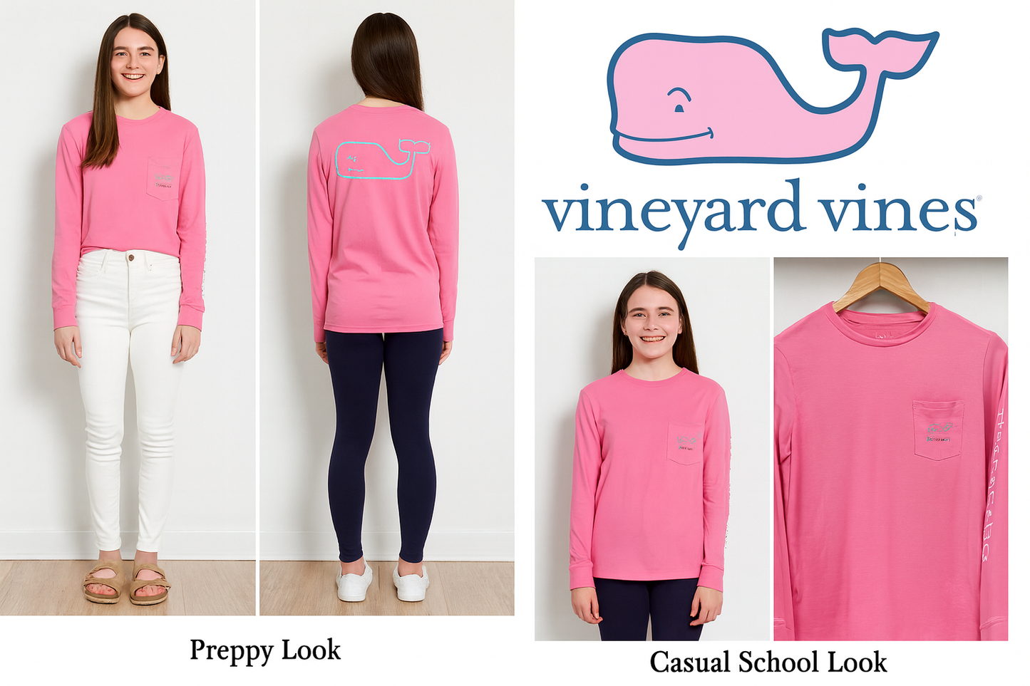 Collage looks preppy rosado