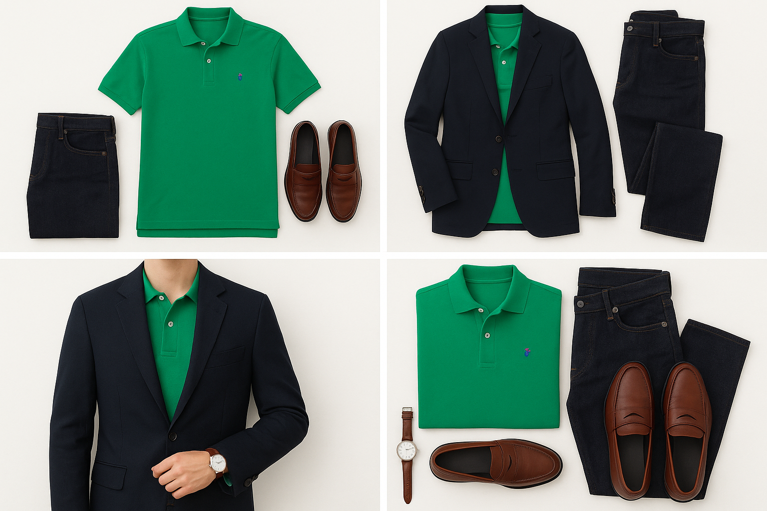 Collage smart casual con jeans y blazer