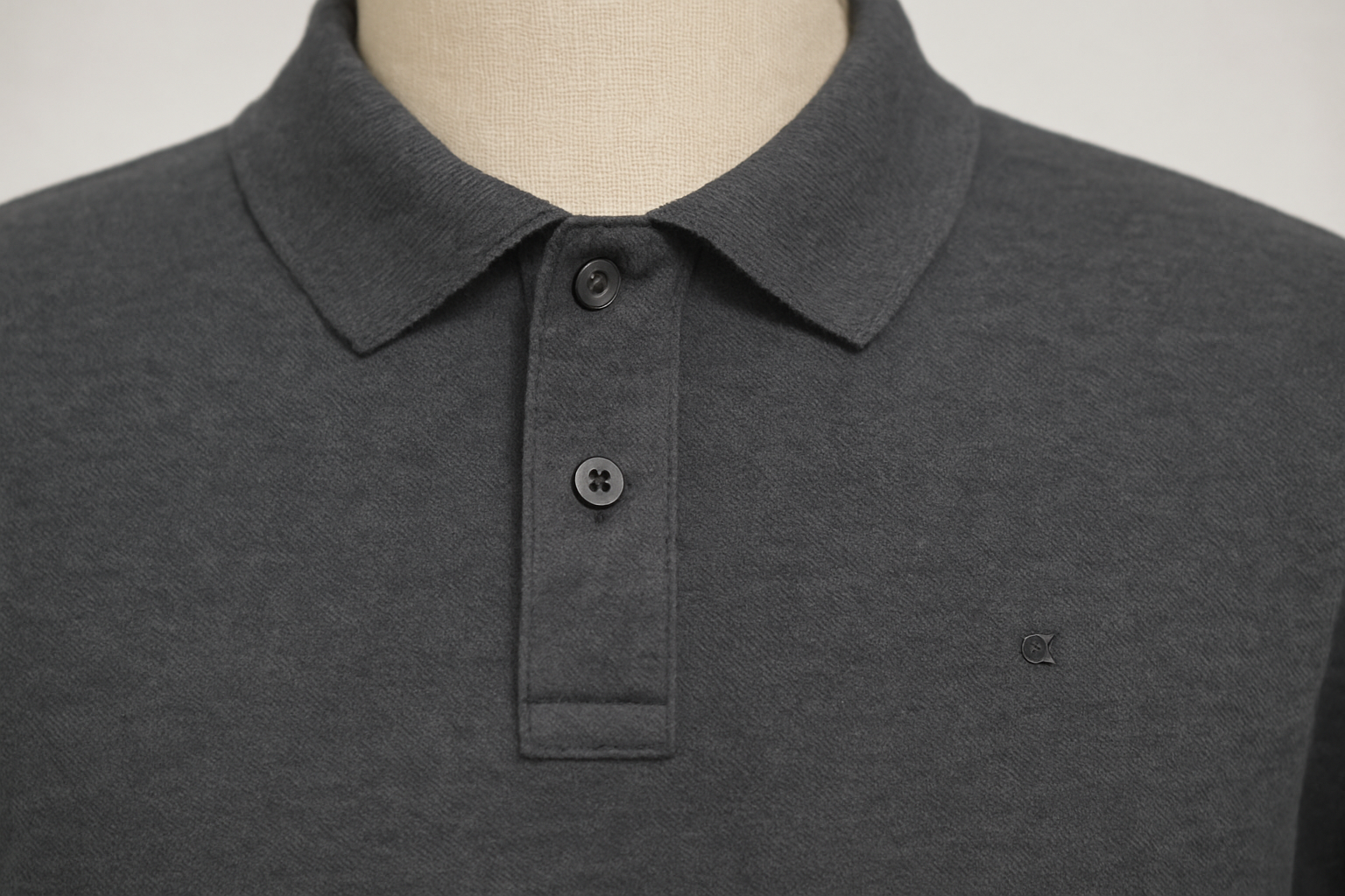 Detail shot of collar and buttons