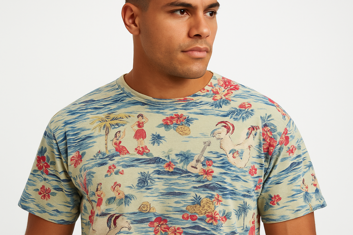Detalle del estampado tropical