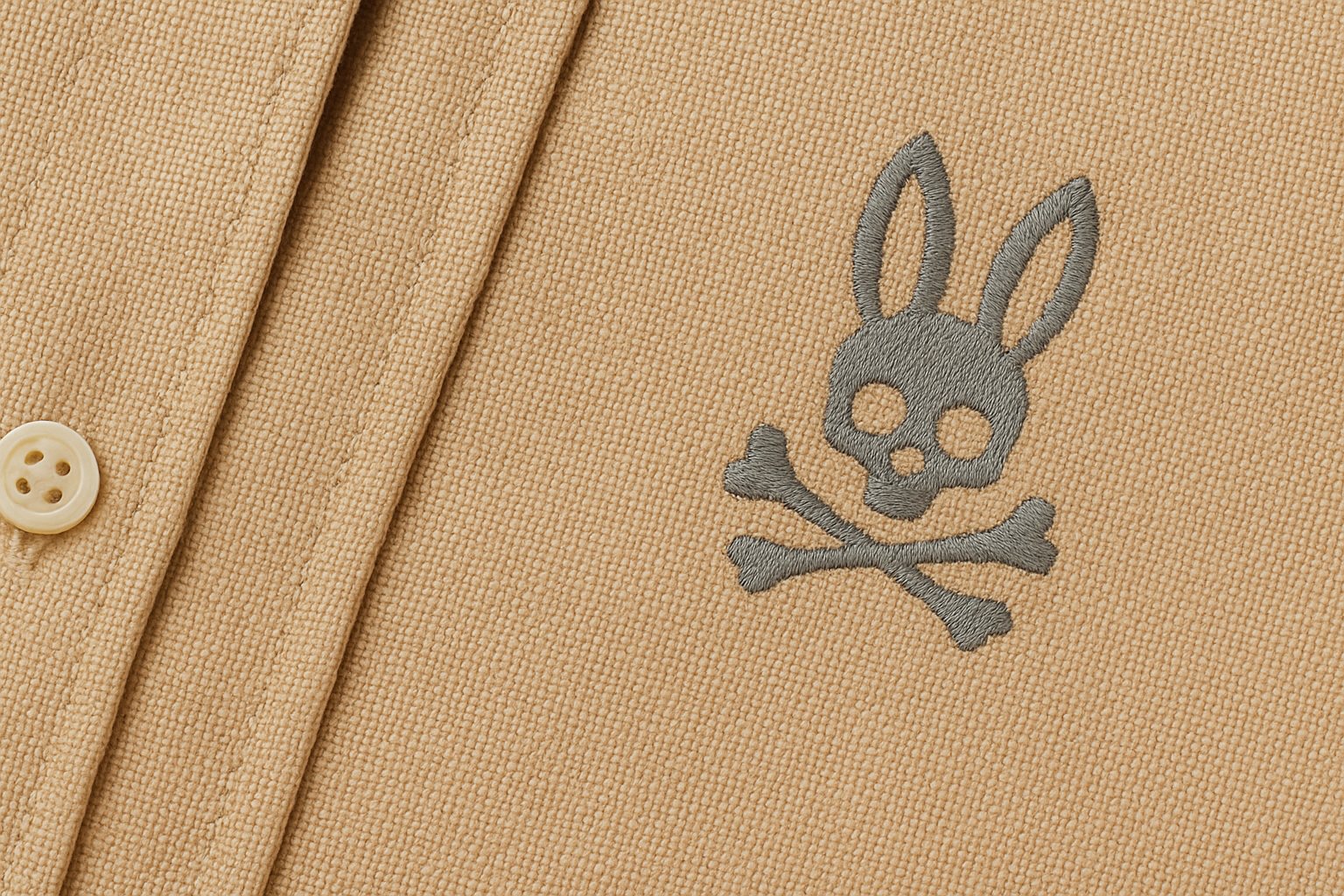 Detalle logo pequeño gris Psycho Bunny