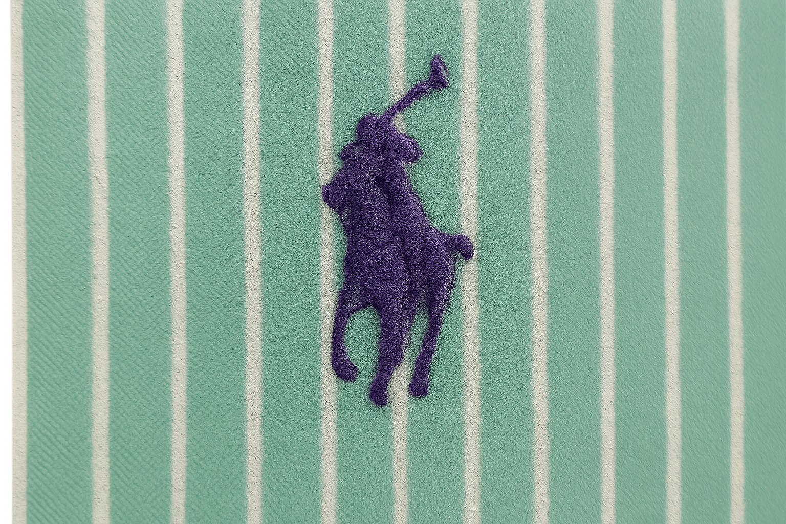 Detalle logo sobre rayas finas predominio verde