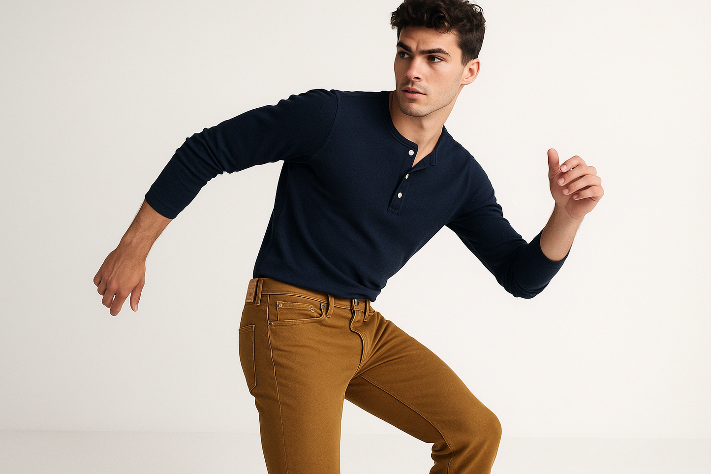 Dinámico con henley azul marino