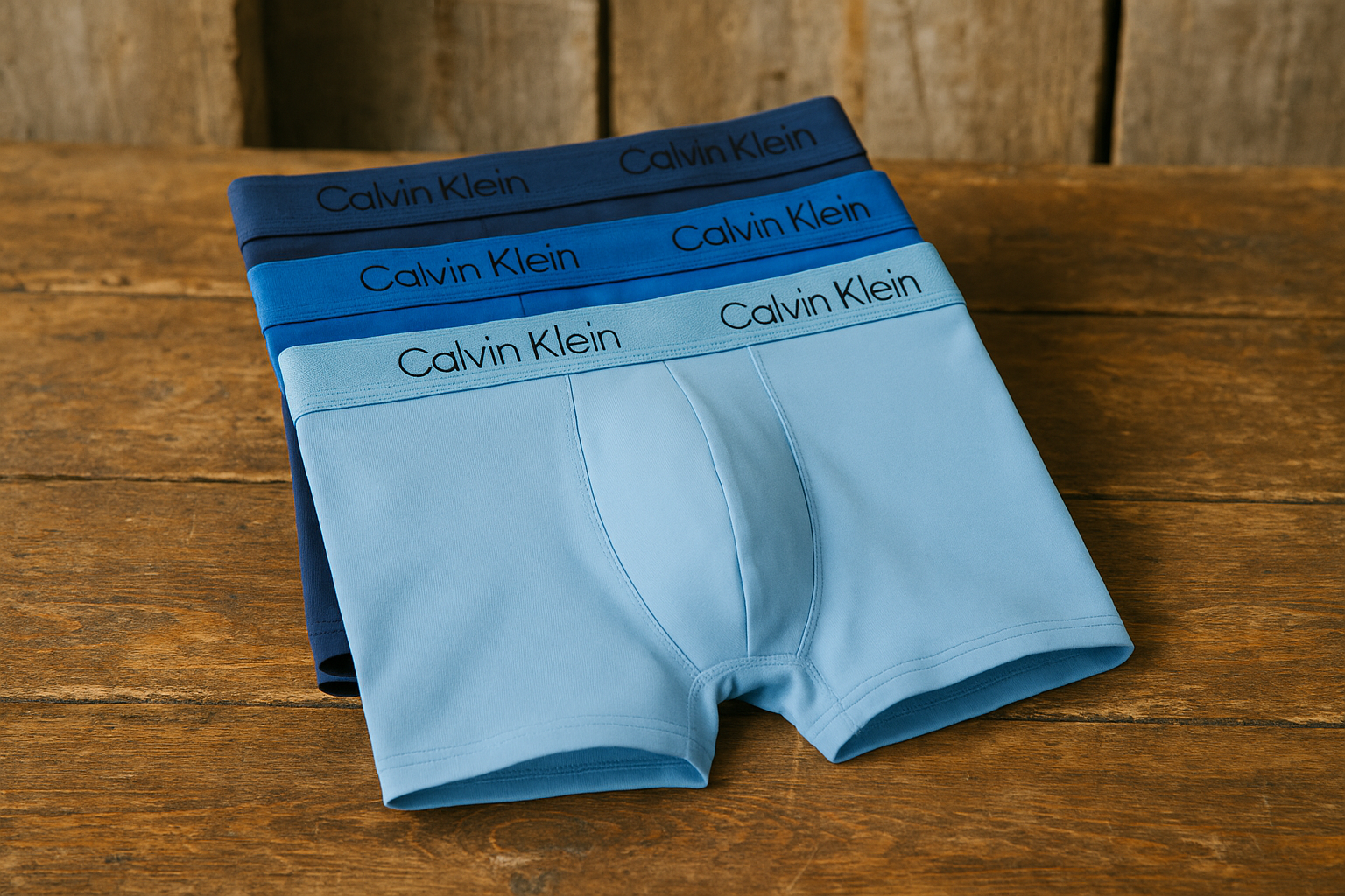 Doblados y apilados sobre madera