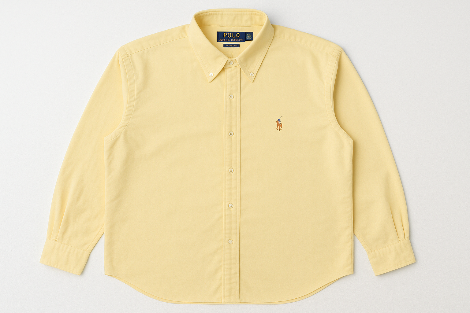 Flat lay camisa Ralph Lauren amarillo claro
