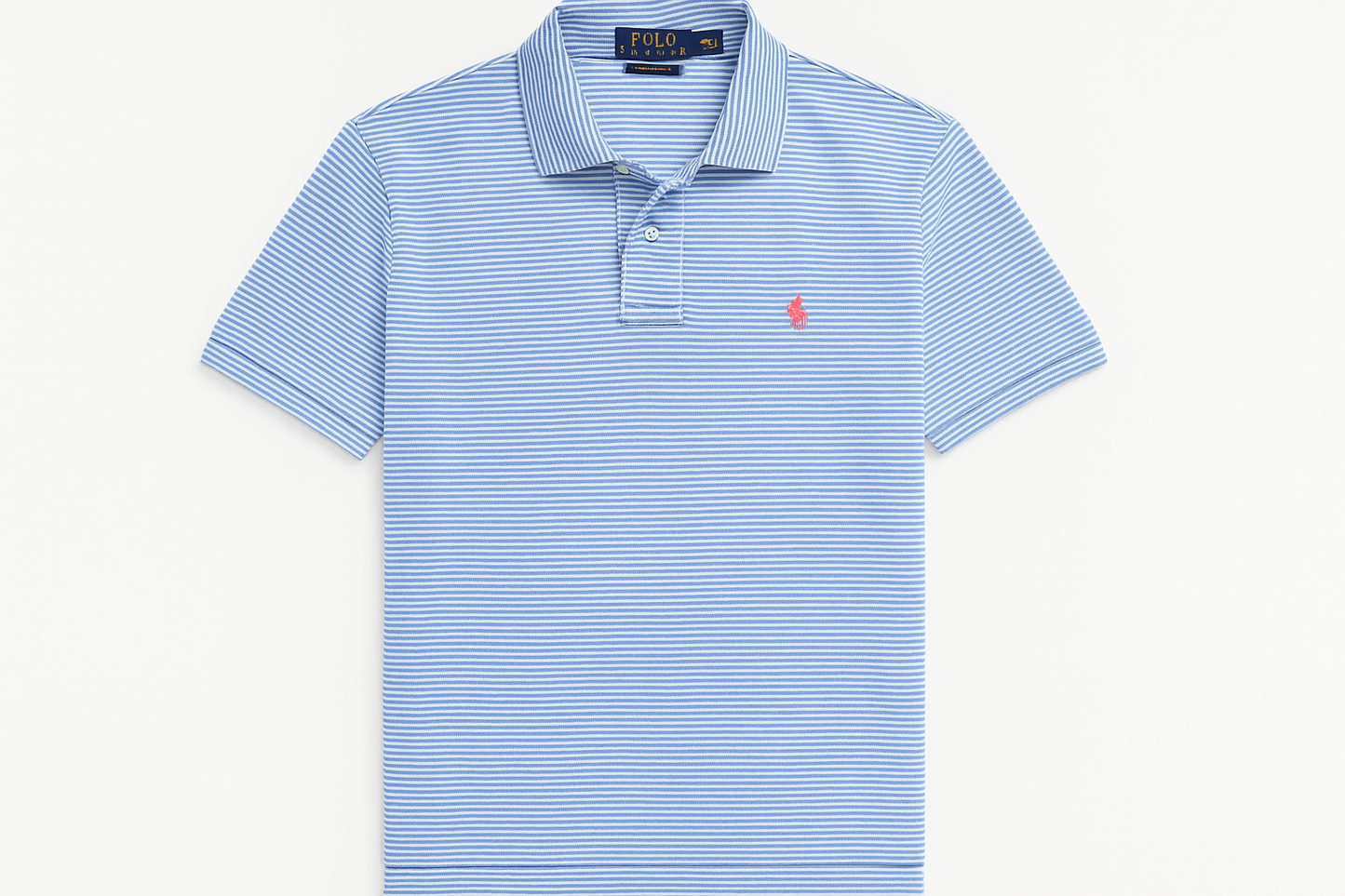 Foto principal con rayas finas y logo rosado