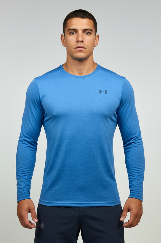 Camiseta cuello redondo Under Armour 🏋🏽 color azul con diseño degradado manga larga Talla S