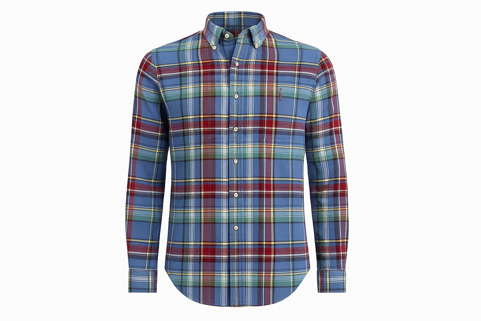 Ghost mannequin style multicolor plaid shirt