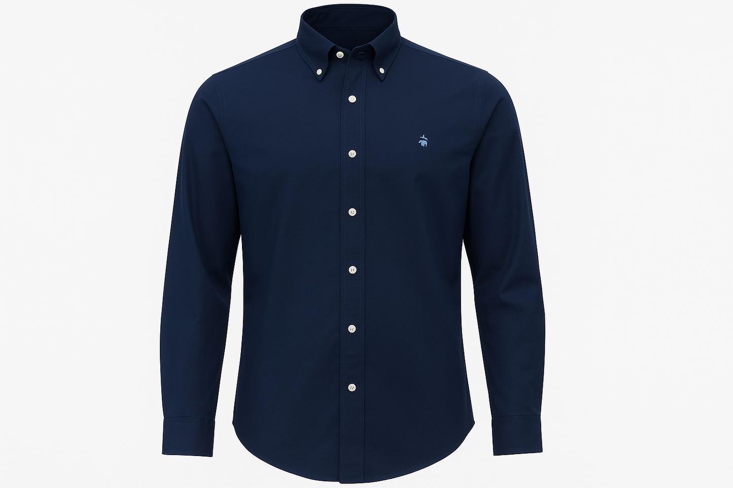 Ghost mannequin style navy blue shirt with button-down collar