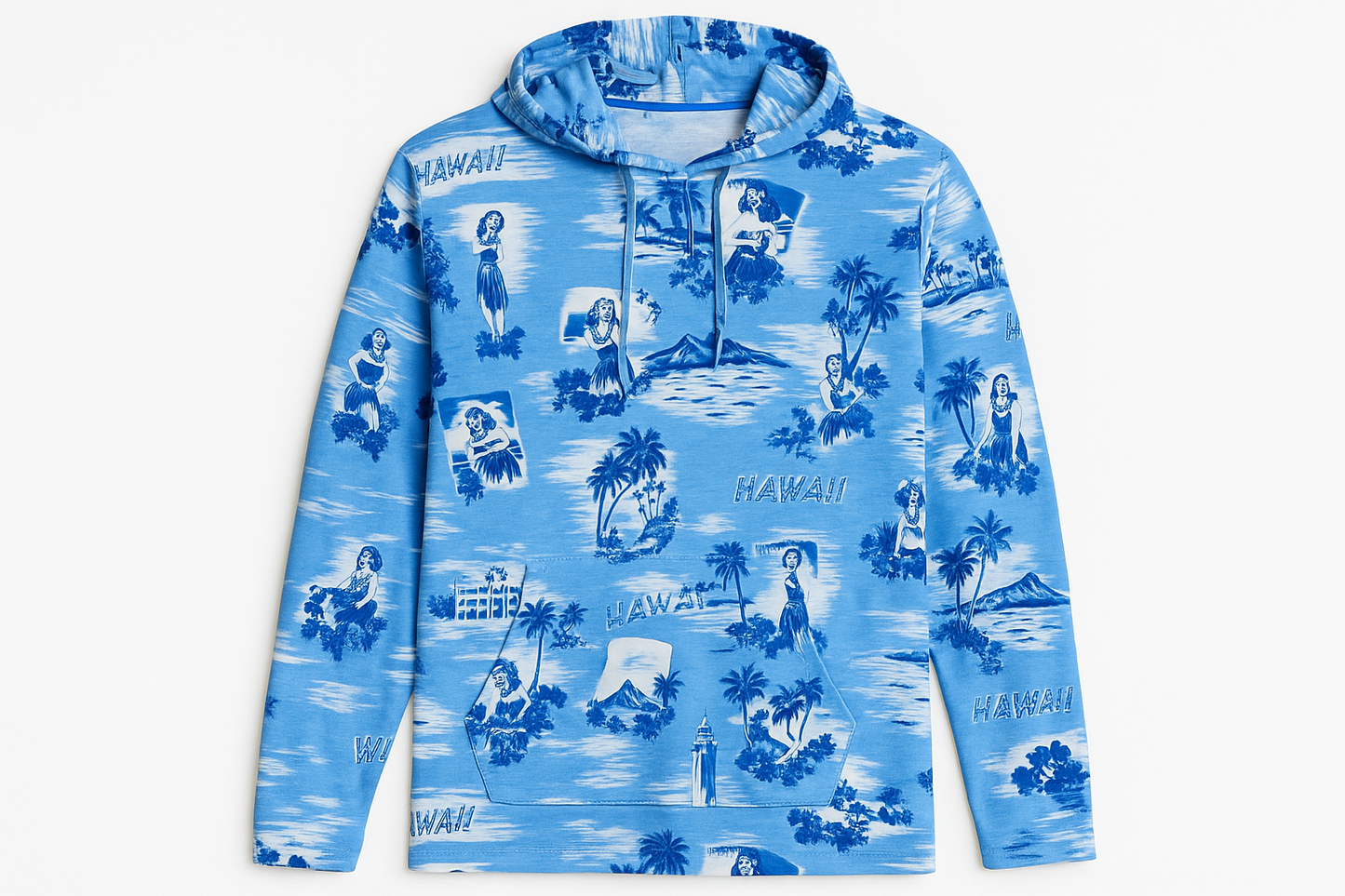 Hoodie hawaiana azul - Vista frontal plana