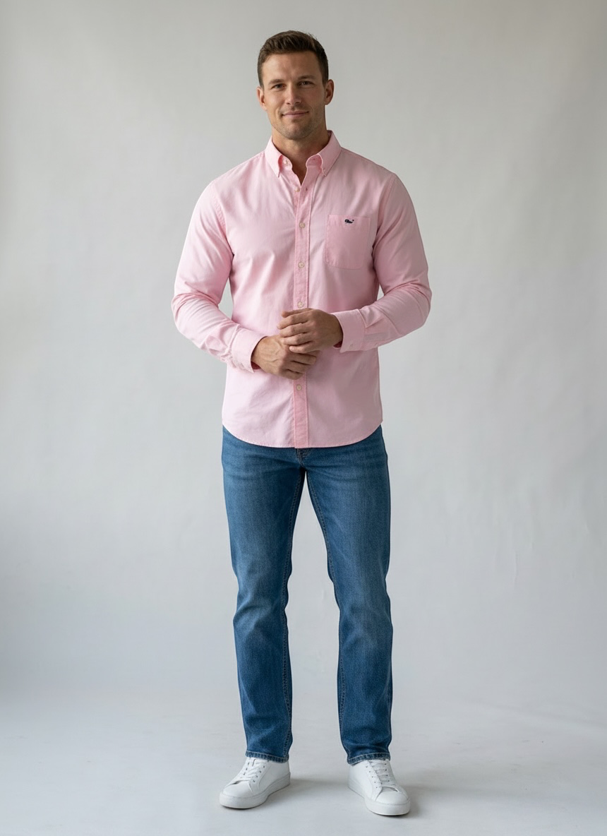 Camisa de botones Vineyard Vines 🐳 Color Rosado Talla M Entalle Clásico