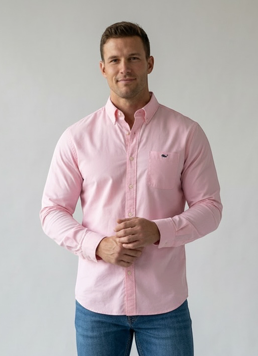 Camisa de botones Vineyard Vines 🐳 Color Rosado Talla M Entalle Clásico
