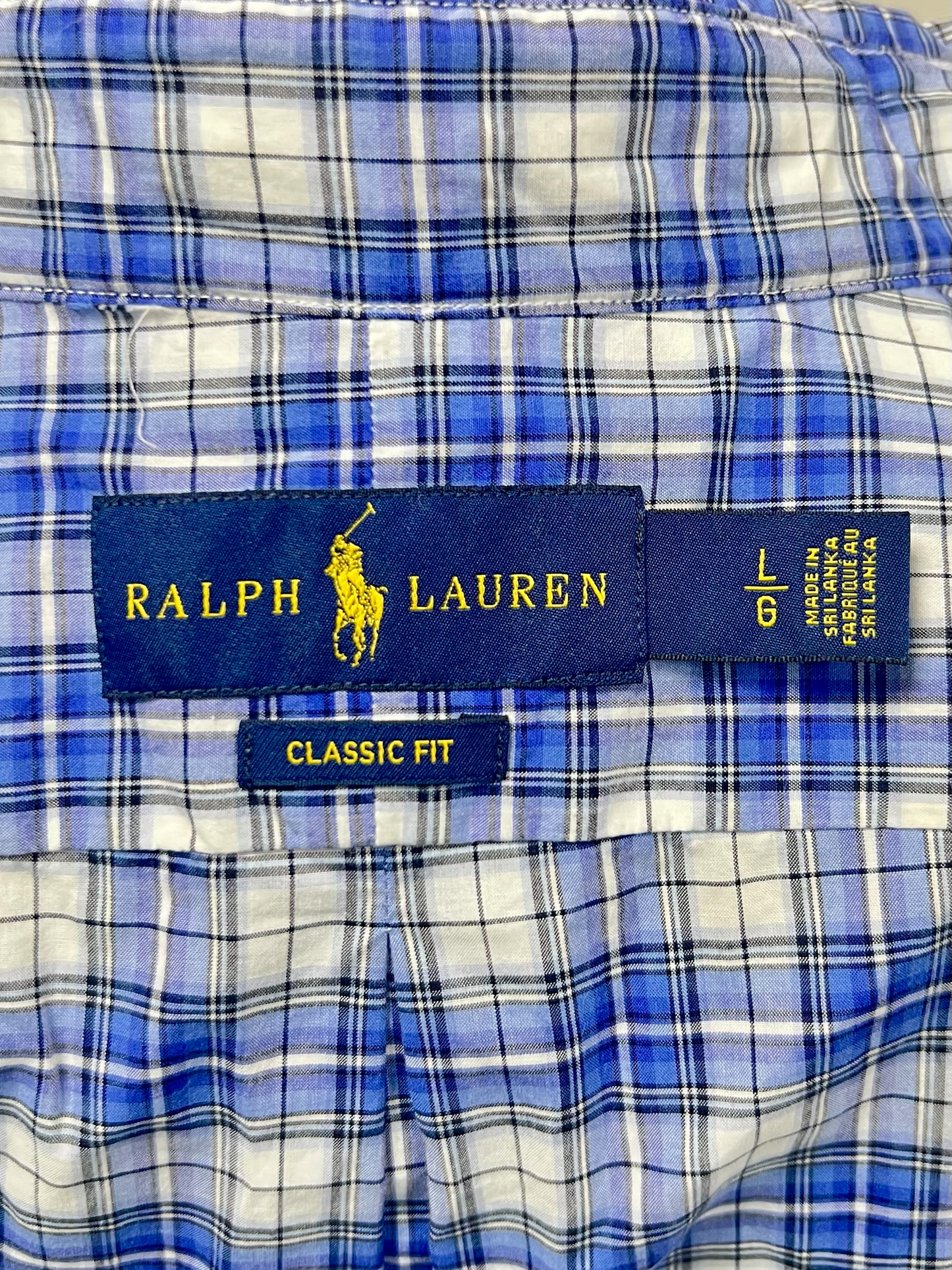 Camisa Polo Ralph Lauren 🏇🏼 de cuadros en azul, verde y blanco Talla L Entalle Clásico
