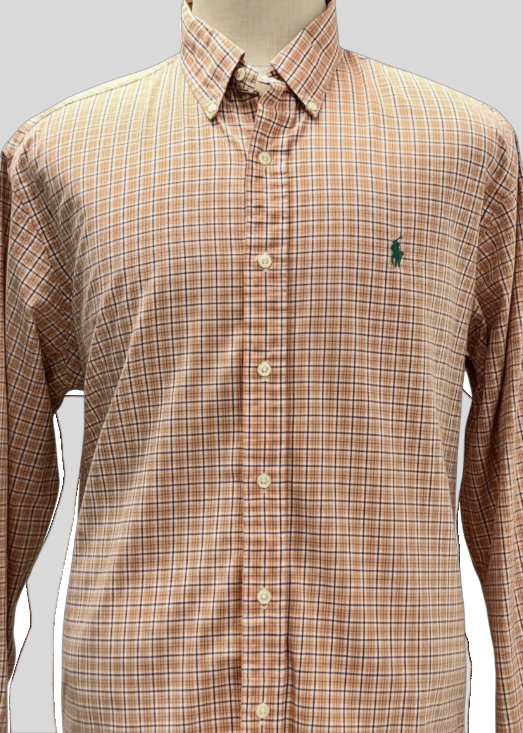 Camisa de botones Polo Ralph Lauren 🏇🏼 De cuadros color naranja, verde, azul y blanco Talla XXL Entalle Regular