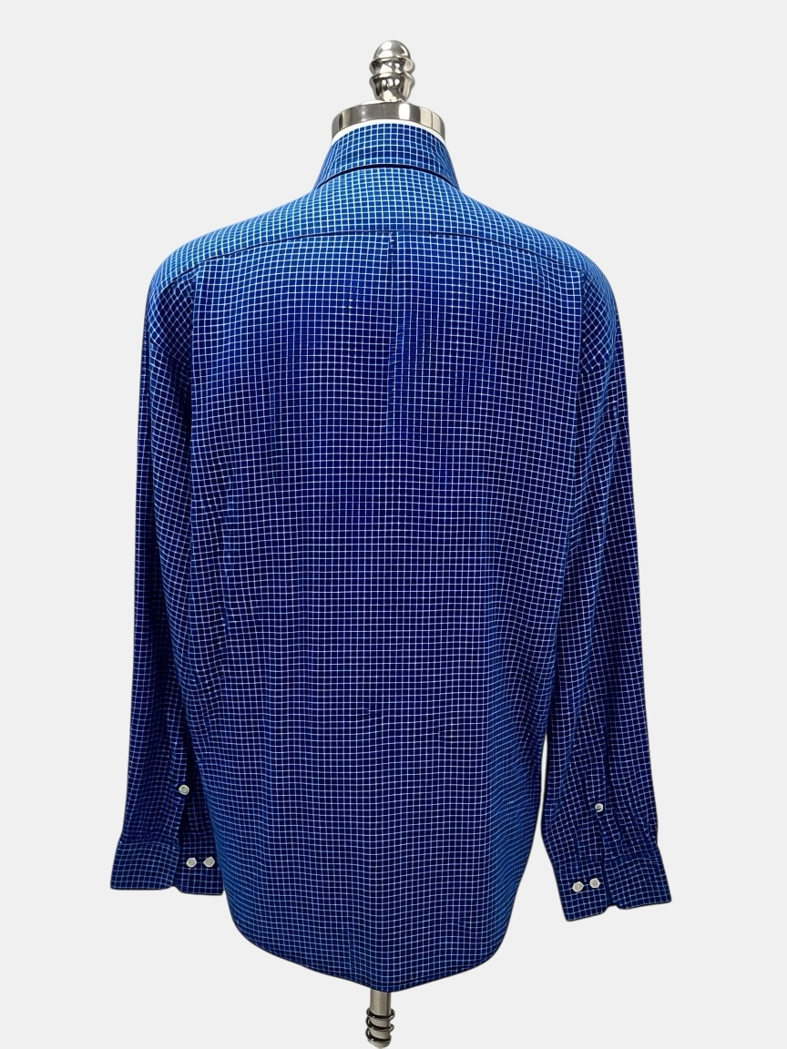 Camisa de botones Brooks Brothers 🐑 color azul con cuadros en blanco Talla M Entalle Clásico
