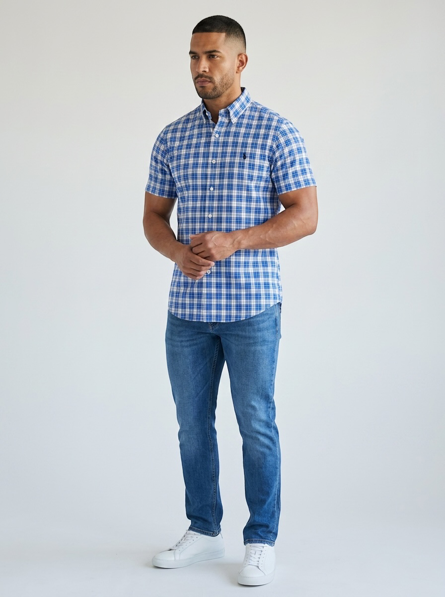Camisa Polo Ralph Lauren 🏇🏼 de cuadros en azul, verde y blanco Talla L Entalle Clásico