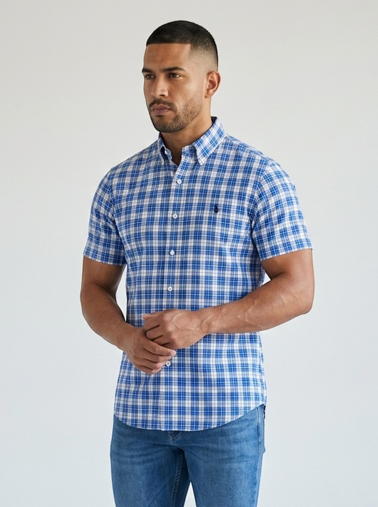 Camisa Polo Ralph Lauren 🏇🏼 de cuadros en azul, verde y blanco Talla L Entalle Clásico