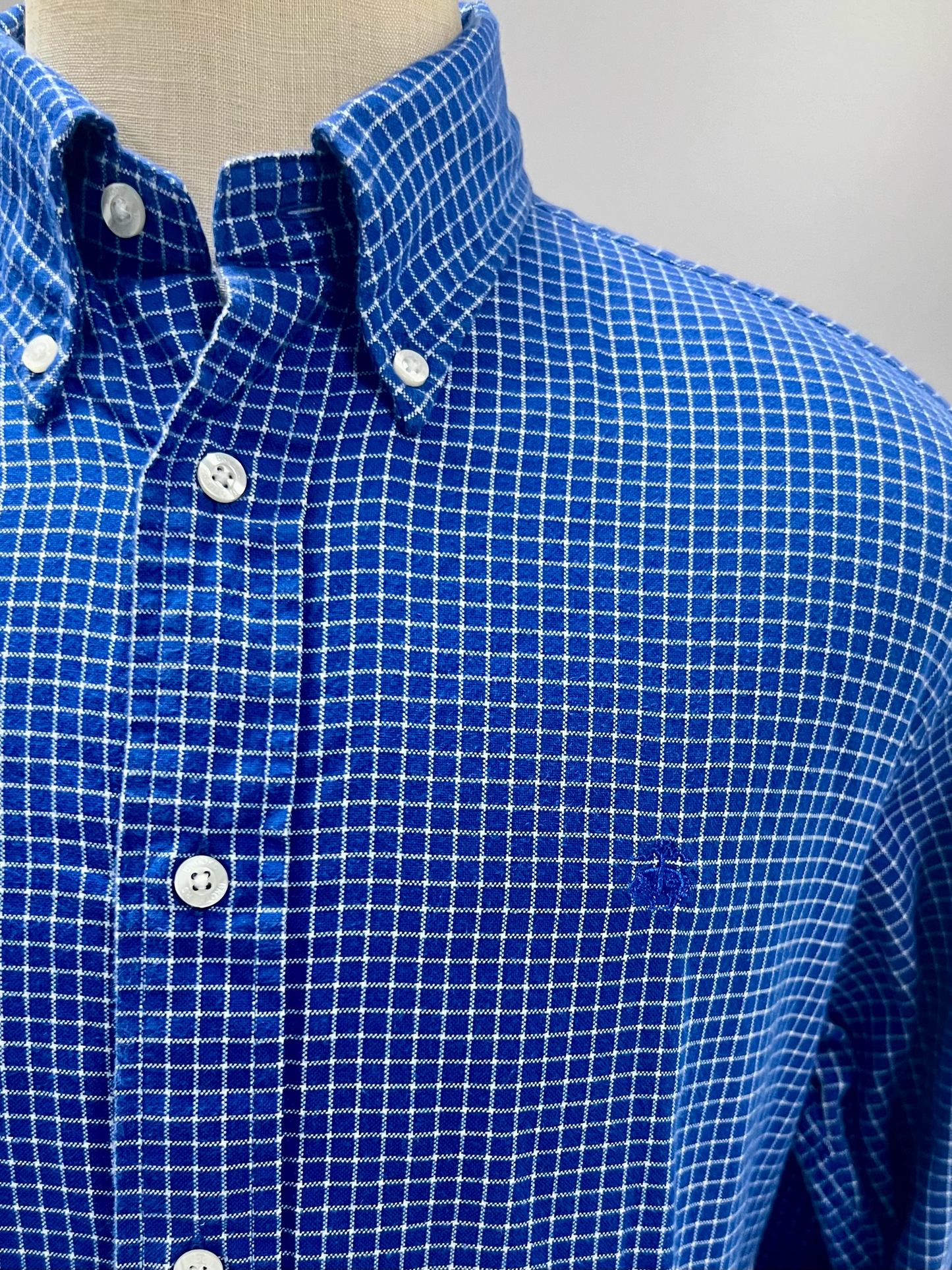 Camisa de botones Brooks Brothers 🐑 color azul con cuadros en blanco Talla M Entalle Clásico