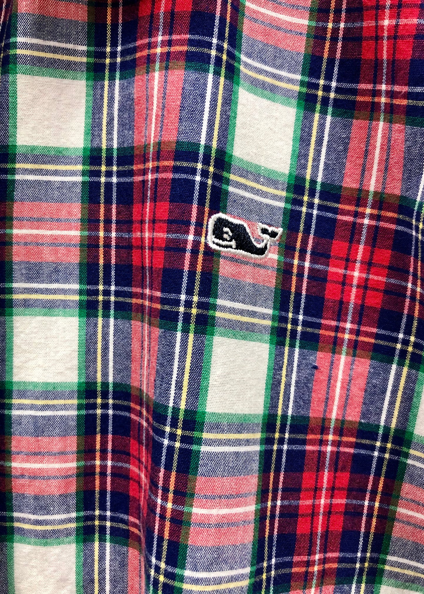 Camisa de mujer Vineyard Vines 🐳 con patrón de cuadros tartán en rojo, azul y blanco Talla S (4) Entalle Regular