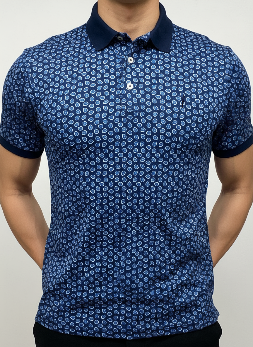 Camiseta Polo Ralph Lauren 🏇🏼 Color azul navy con diseño circular en color azul Talla S Entalle Clasico