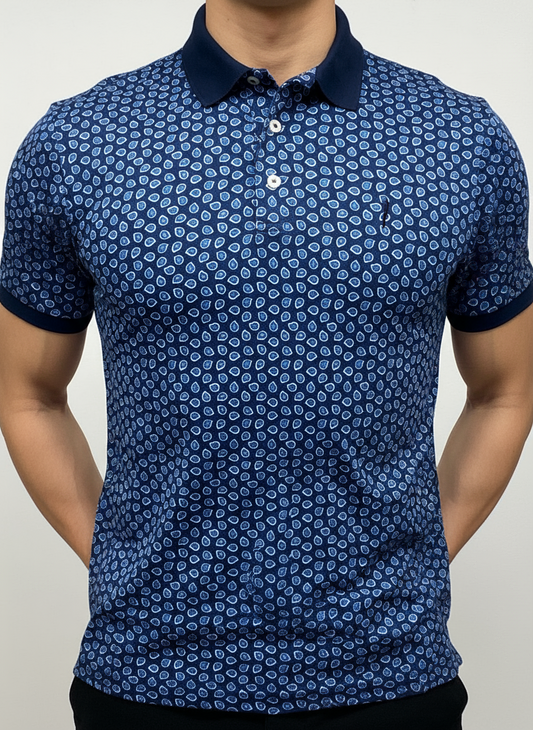 Camiseta Polo Ralph Lauren 🏇🏼 Color azul navy con diseño circular en color azul Talla S Entalle Clasico