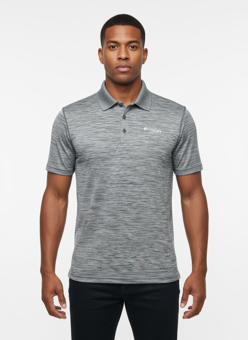 Camiseta Polo Columbia 🔷 Omni Freeze color gris degradado Talla S Entalle Regular
