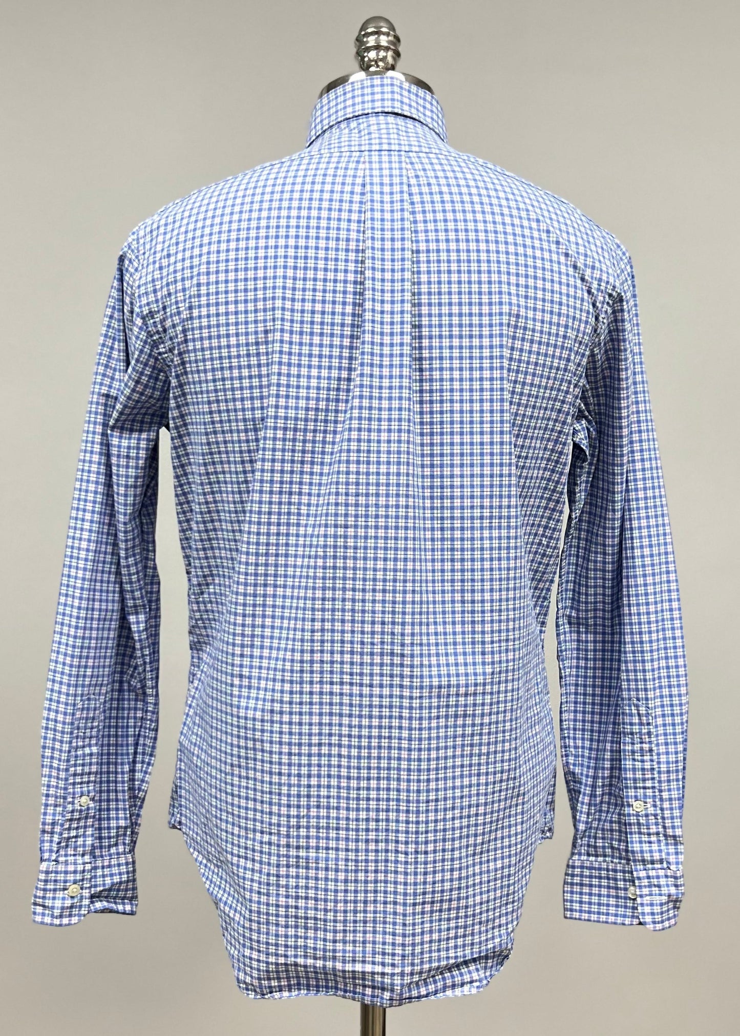 Camisa Polo Ralph Lauren 🏇🏼 color blanco con patrón de cuadros gingham celeste, verde y rosado Talla S y XL Entalle Regular