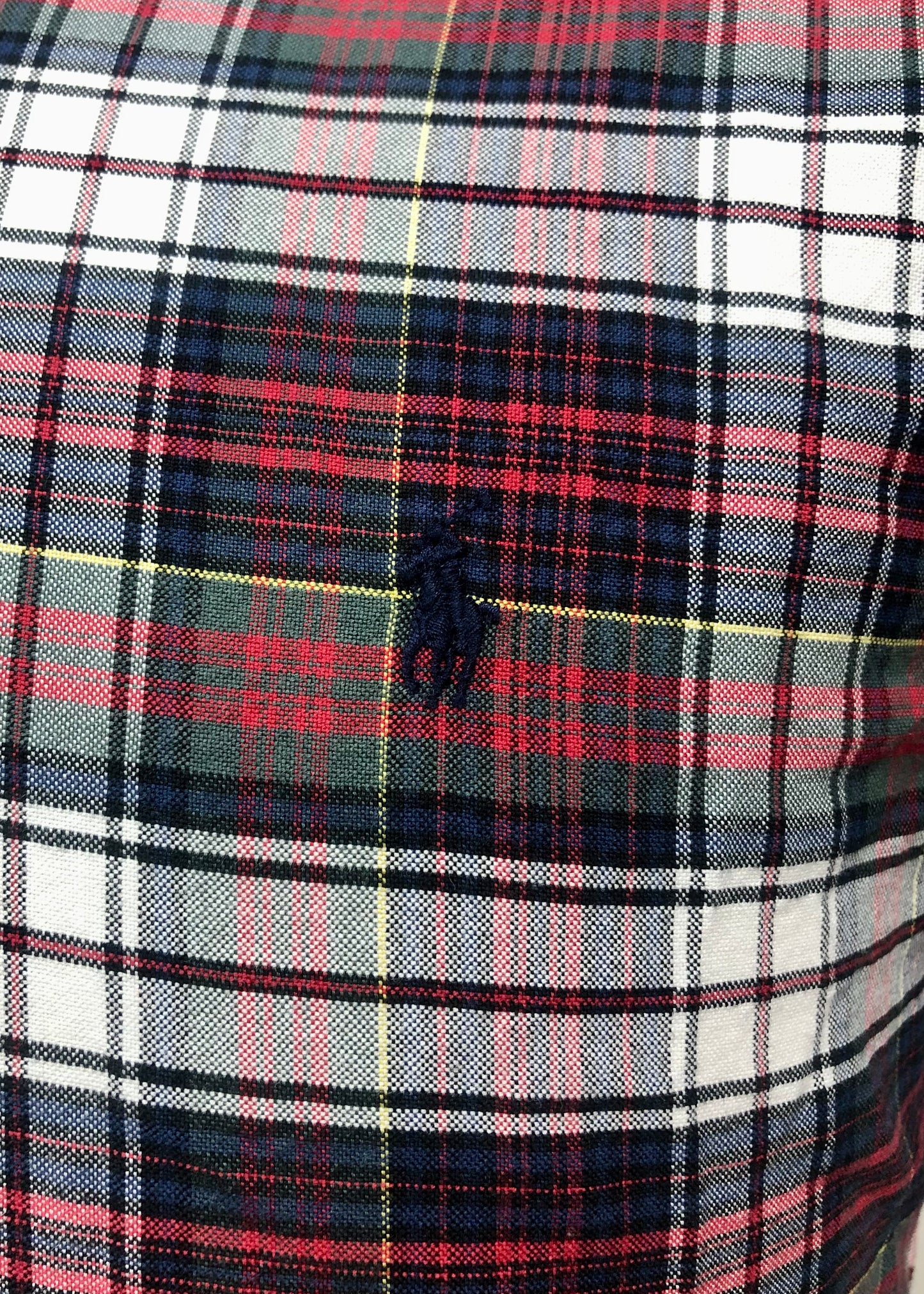 Camisa Polo Ralph Lauren 🏇🏼 Oxford con patron de cuadros rojo, verde oscuro y blanco Talla S Entalle Regular