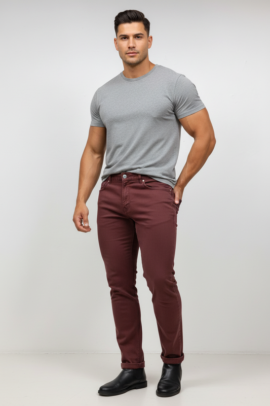 Pantalon jeans color rojo púrpura H&M 🇸🇪 Talla 32 Corte Slim Fit