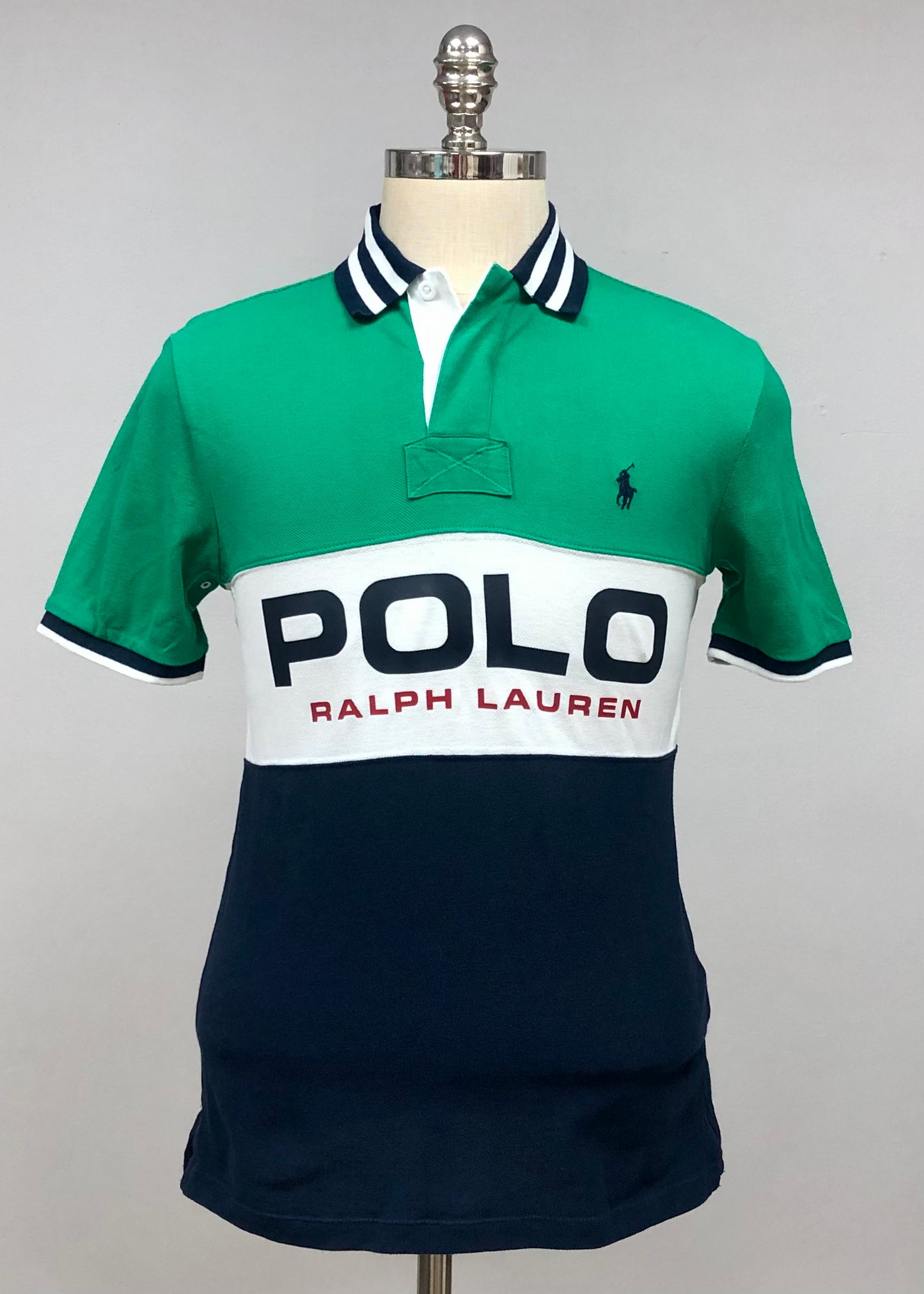 Camiseta Polo Ralph Lauren 🏇🏼 con franjas en color verde, blanco y azul navy Talla S Custom Slim Fit