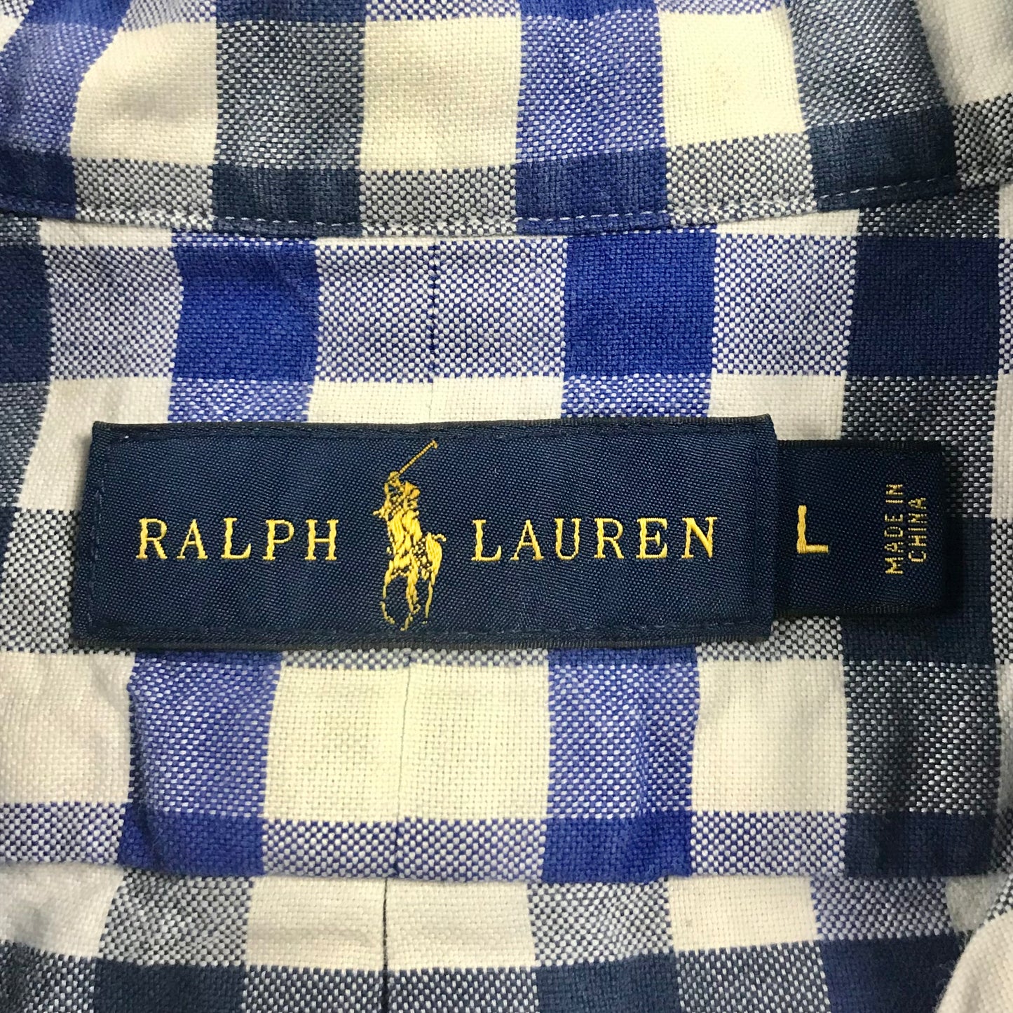 Camisa Polo Ralph Lauren 🏇🏼 Oxford blanca con patron de cuadros en color verde oscuro y azul Talla L Entalle Regular