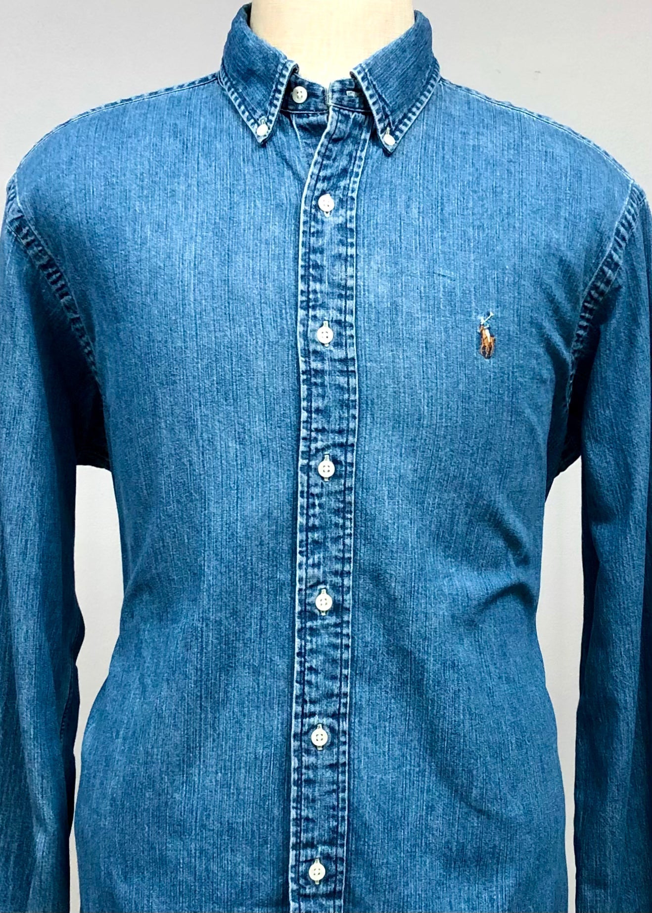 Camisa de jeans Polo Ralph Lauren 🏇🏼 color azul oscuro Talla M Entalle Regular