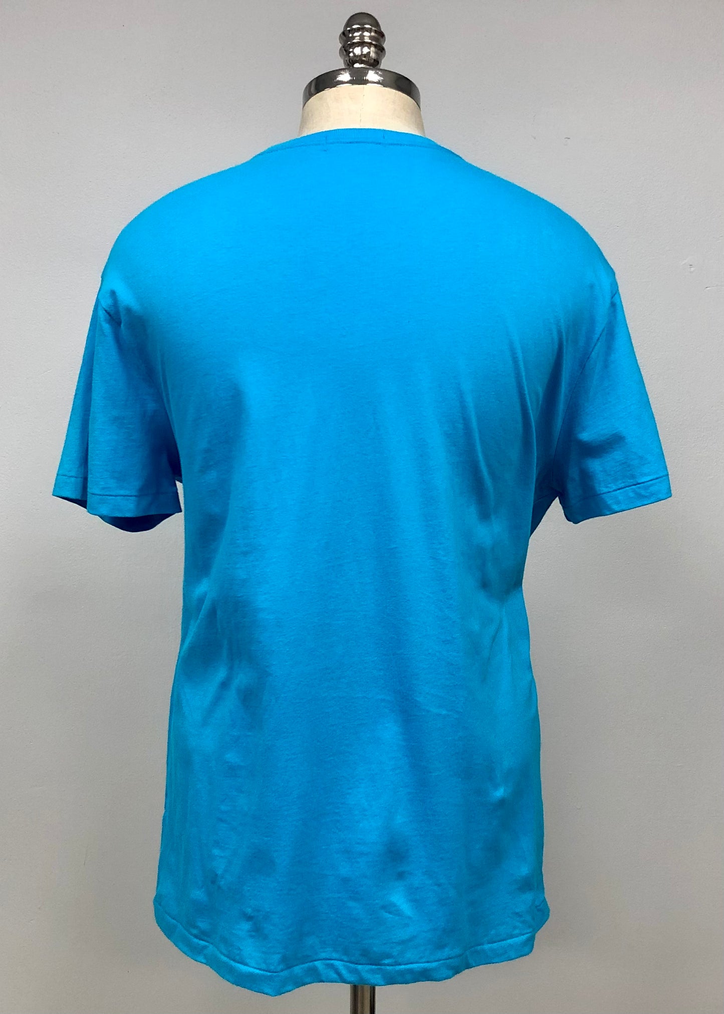 Camiseta cuello redondo Polo Ralph Lauren 🏇🏼 color azul con diseño de logo en naranja Talla Medium Entalle Clásico